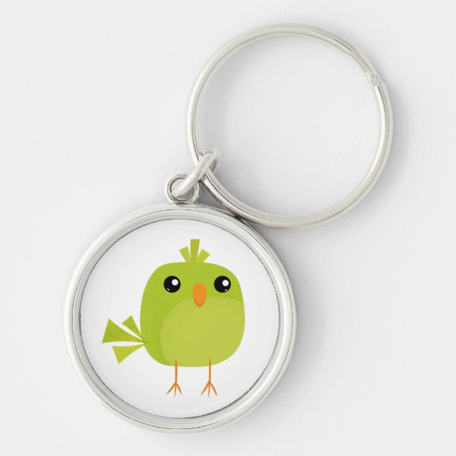 Green Bird Cartoon   Key Ring (Front)