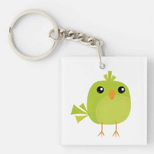 Green Bird Cartoon   Key Ring