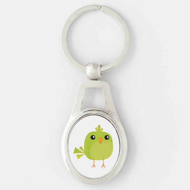Green Bird Cartoon   Key Ring (Front)