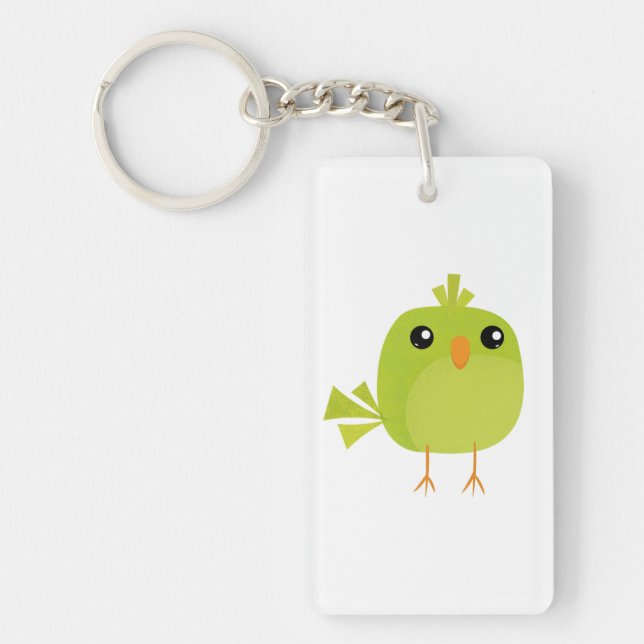 Green Bird Cartoon   Key Ring (Front)