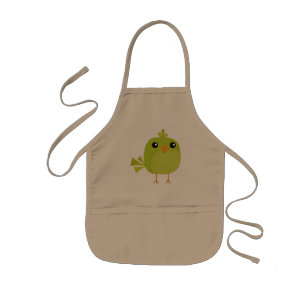 Green Bird Cartoon Kids Apron