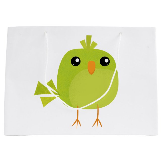 Green Bird Cartoon   Large Gift Bag (Front)