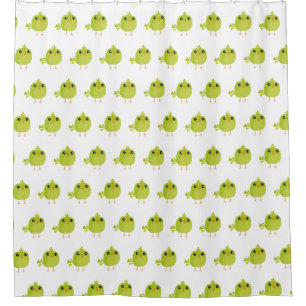 Green Bird Cartoon Shower Curtain