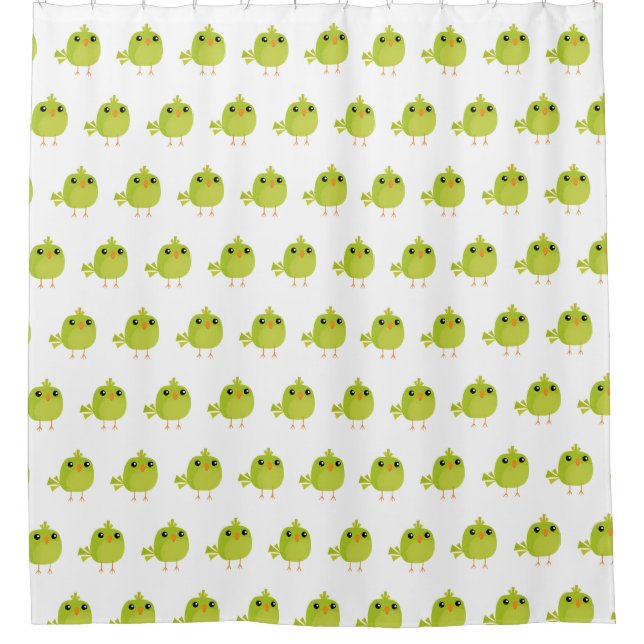 Green Bird Cartoon   Shower Curtain (Front)