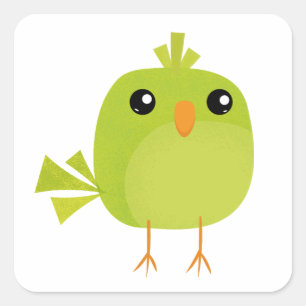 Green Bird Cartoon  Square Sticker
