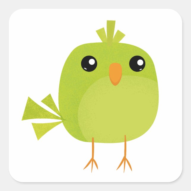 Green Bird Cartoon  Square Sticker (Front)