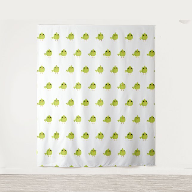 Green Bird Cartoon   Tapestry (Front)