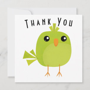 Green Bird Cartoon   Thank You Card