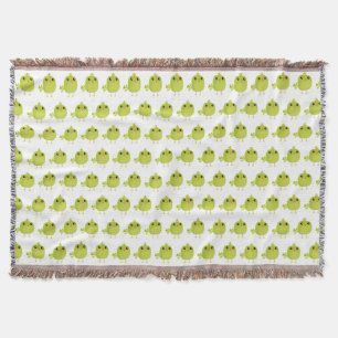 Green Bird Cartoon Throw Blanket