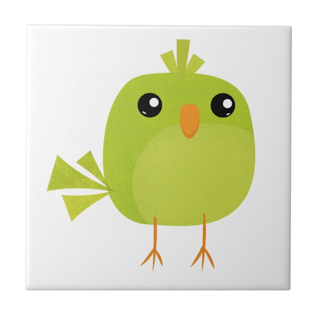 Green Bird Cartoon   Tile (Front)