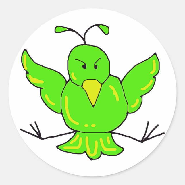 green bird classic round sticker (Front)