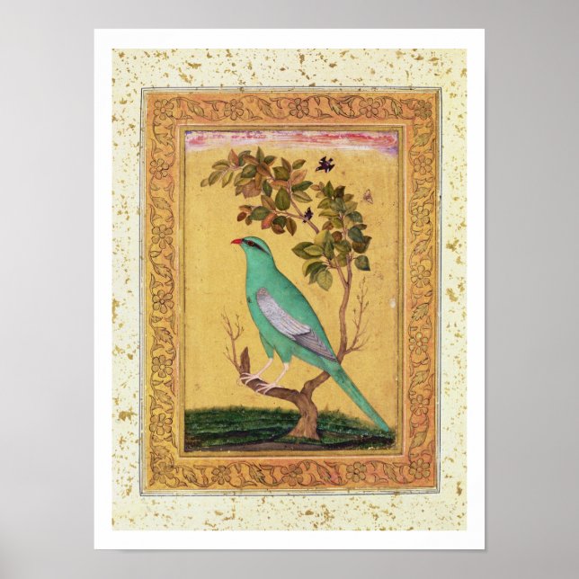 Green Bird, Mughal (gouache on paper) Poster (Front)