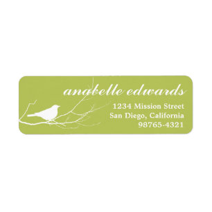 Green bird on branch modern custom return address