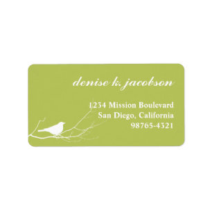 Green bird on branch modern style return address label