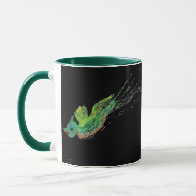 green bird painting mug (Left)