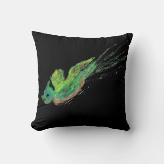 green bird painting pillow