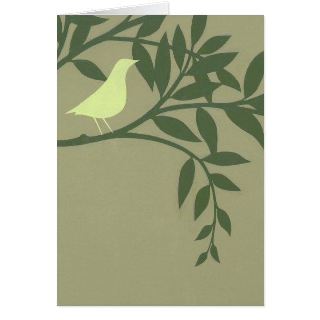 Green Bird Perched on Green Branch (Front)