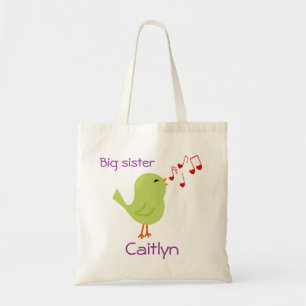 Green Bird Personalised Big Sister Tote Bag