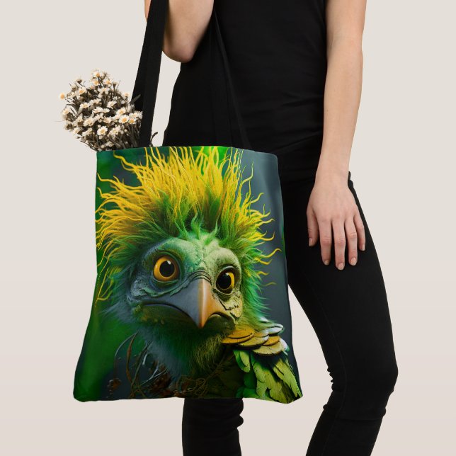 Green Bird Tote Bag (Close Up)