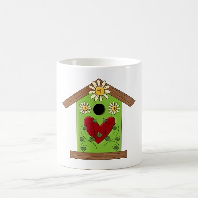 Green Birdhouse with Heart and Daisies  Coffee Mug (Creator Uploaded)