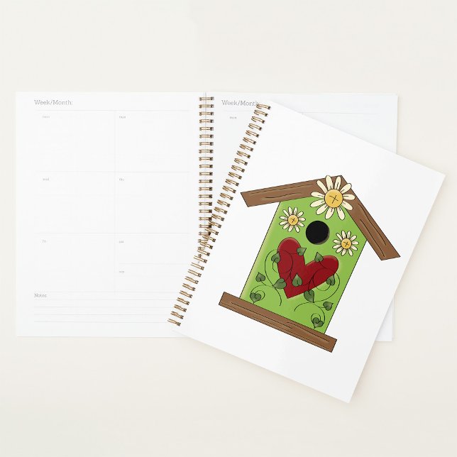 Green Birdhouse with Heart and Daisies  Planner (Creator Uploaded)