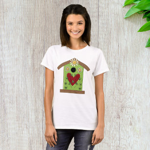 Green Birdhouse with Heart and Daisies  T-Shirt