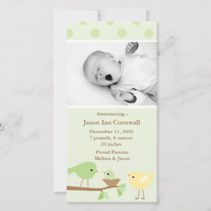 Green Birds Birth Announcement