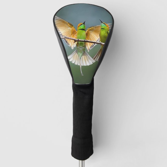 Green Birds Frolic in the Trees Photograph Golf Head Cover (Front)