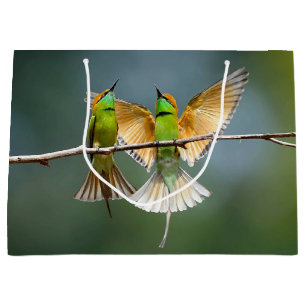 Green Birds Frolic in the Trees Photograph Large Gift Bag