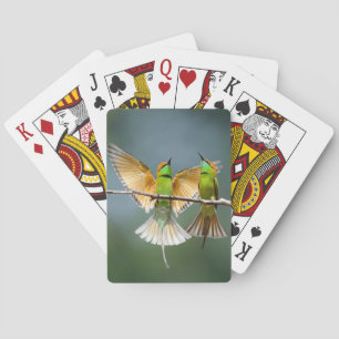 Green Birds Frolic in the Trees Photograph Playing Cards