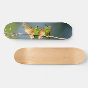 Green Birds Frolic in the Trees Photograph Skateboard