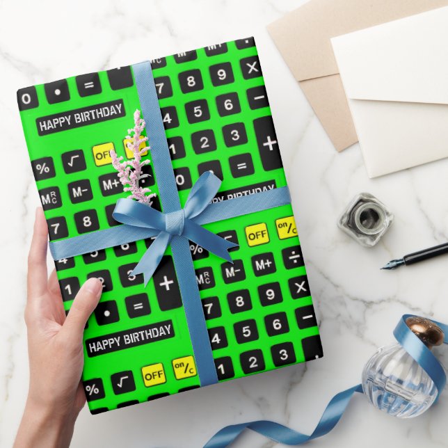 Green Birthday Calculator  Wrapping Paper (Gifting)