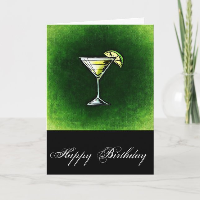 Green  birthday cocktail absinthe card (Front)