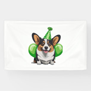 Green Birthday Corgi Classic T-Shirt Banner
