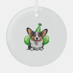 Green Birthday Corgi Classic T-Shirt Glass Tree Decoration