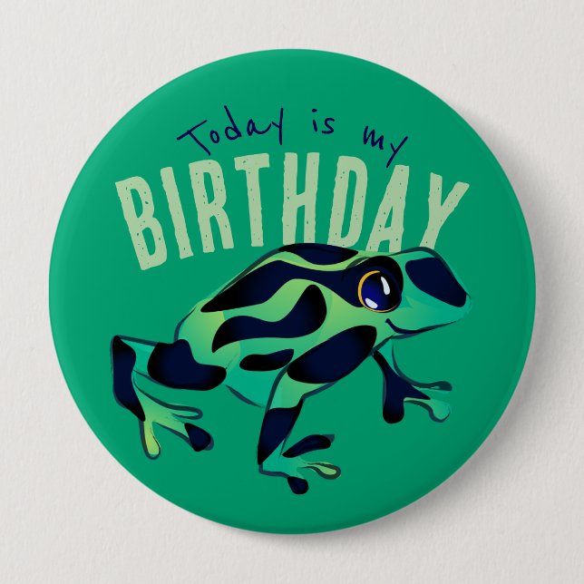 Green Birthday Frog Button (Front)