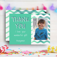 Green Birthday Thank you Kids Photo 