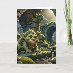 Green Birthday Troll Under a Bridge Card