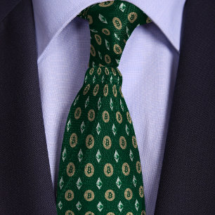Green Bitcoin Ethereum Crypto Icons Tie