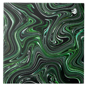 Green & Black Abstract Marble Tile