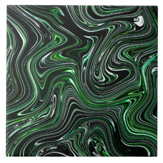Green & Black Abstract Marble Tile