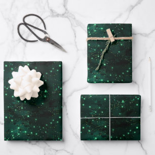 Green & Black Abstract Wrapping Paper Sheet