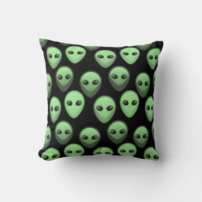 Green & Black Alien Pattern Cushion (Front)