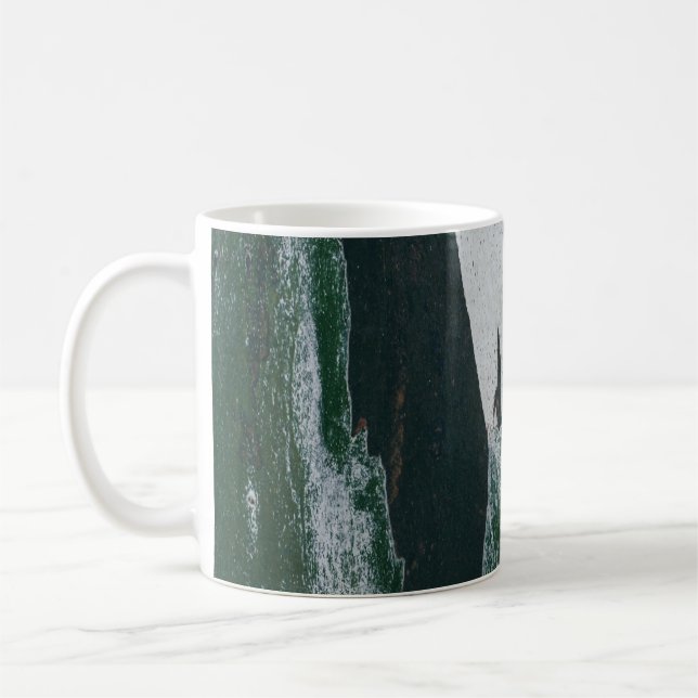 Green, black, and beige painting coffee mug (Left)