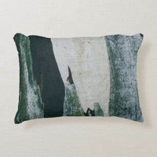 Green, black, and beige painting decorative cushion
