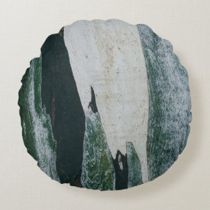 Green, black, and beige painting round cushion