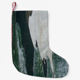 Green, black, and beige painting small christmas stocking