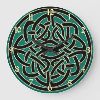 Green Black and Gold Celtic Knot Wall Clock