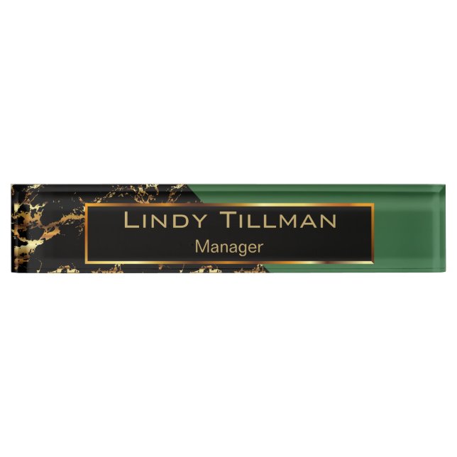 Green, Black and Gold Marble Nameplate (Front)