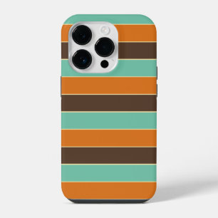 Green, black and orange stripes pattern iPhone 14 pro case